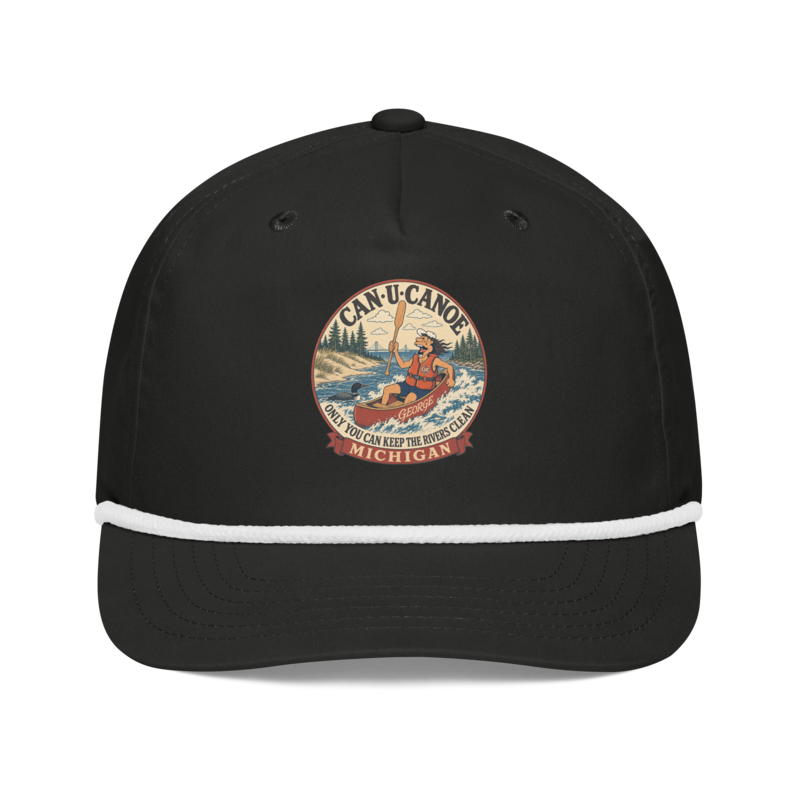 George’s Michigan River Badge Rope Cap in Black and White