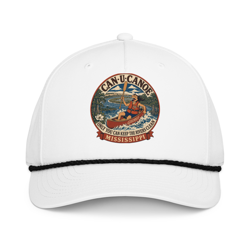 George's Mississippi River Badge five-panel rope cap — White/Black