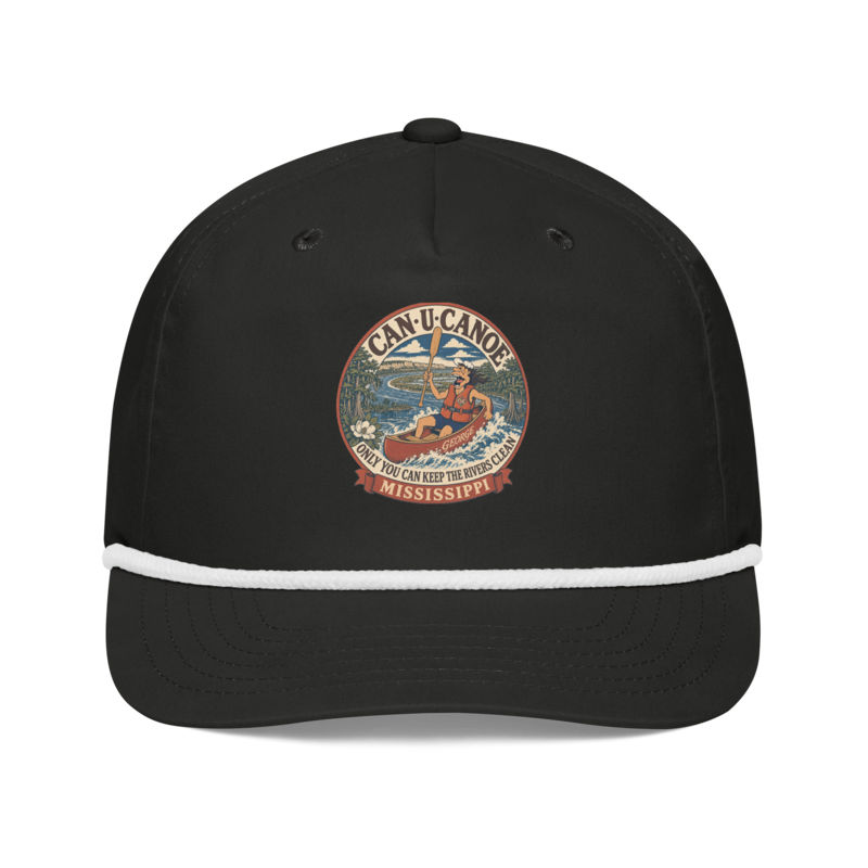 George's Mississippi River Badge golf rope cap — Black/White
