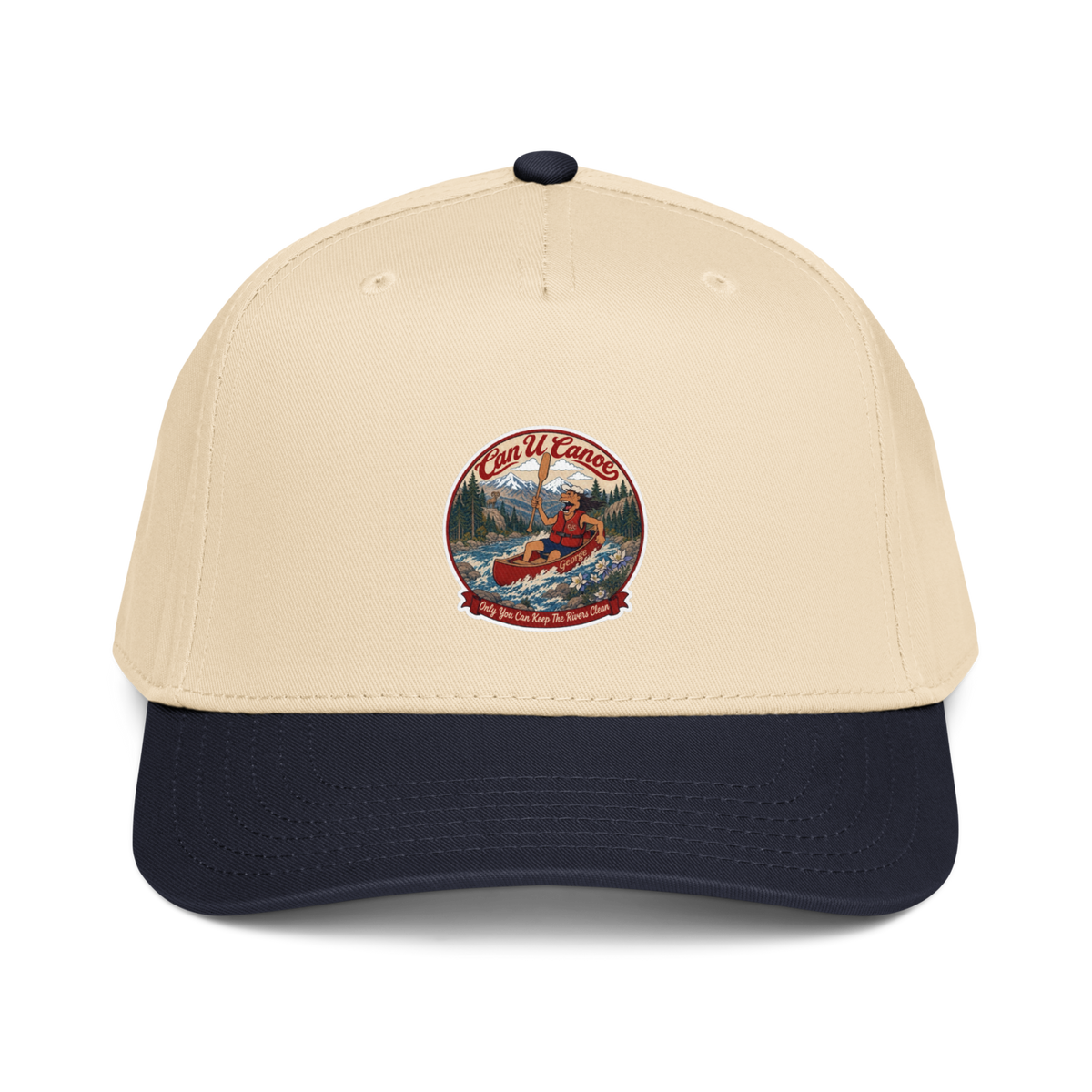 CUC 5‑Panel Cap — George’s Shade Cap | Navy/Natural | front | revised approved George placement
