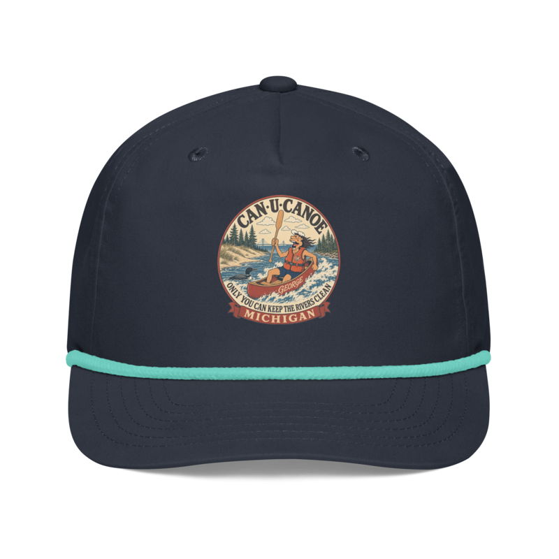 George’s Michigan River Badge Rope Cap in Navy and Mint