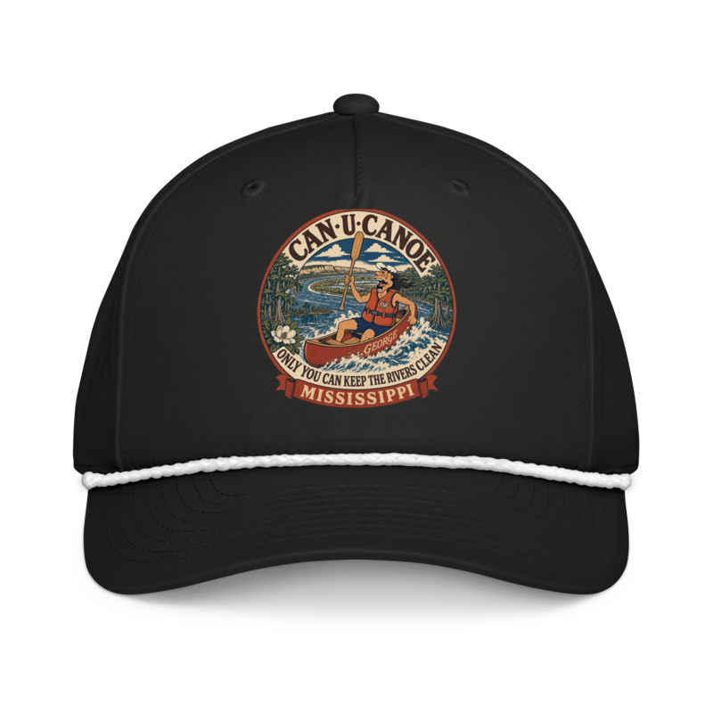 George's Mississippi River Badge five-panel rope cap — Black/White