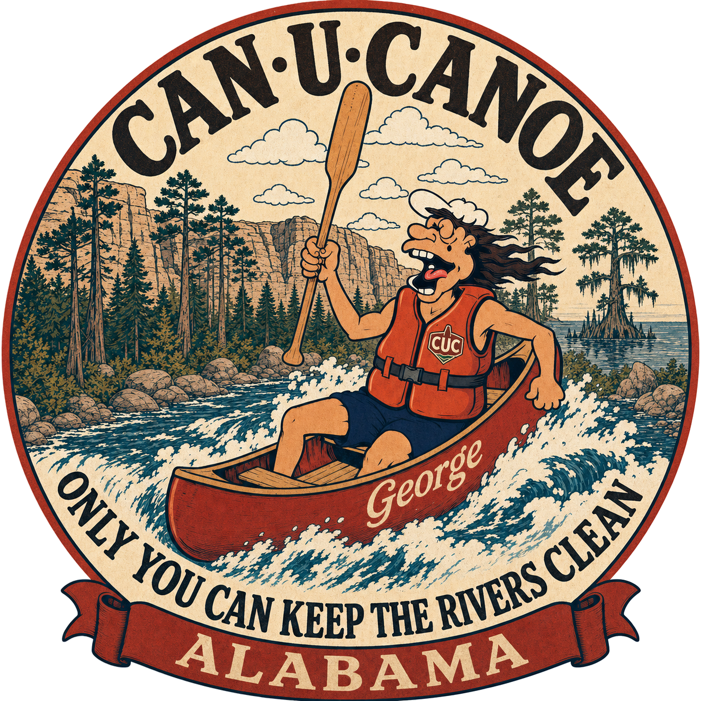 CAN U CANOE Alabama river badge artwork