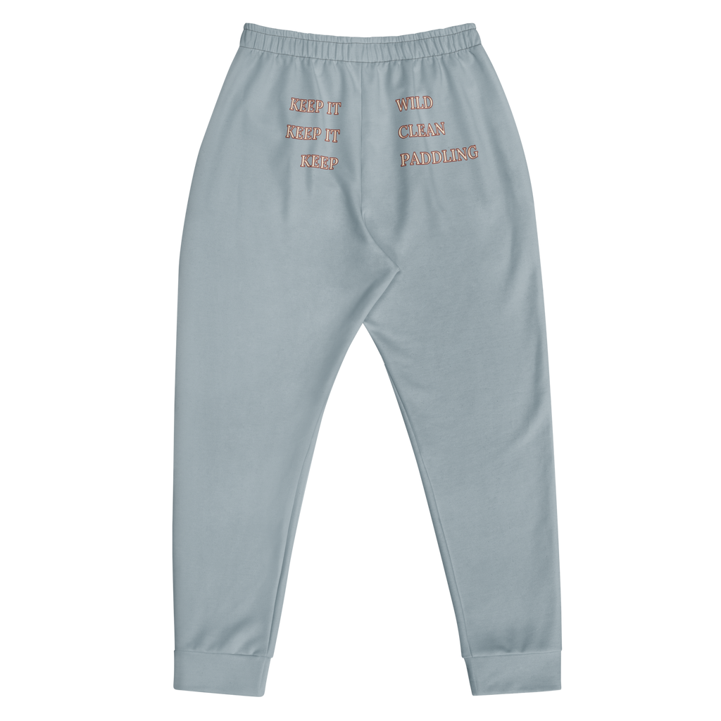 CUC Fleece Joggers — George's Lazy Paddle Pants | Pebble Blue | back | high-thigh George and seat slogan