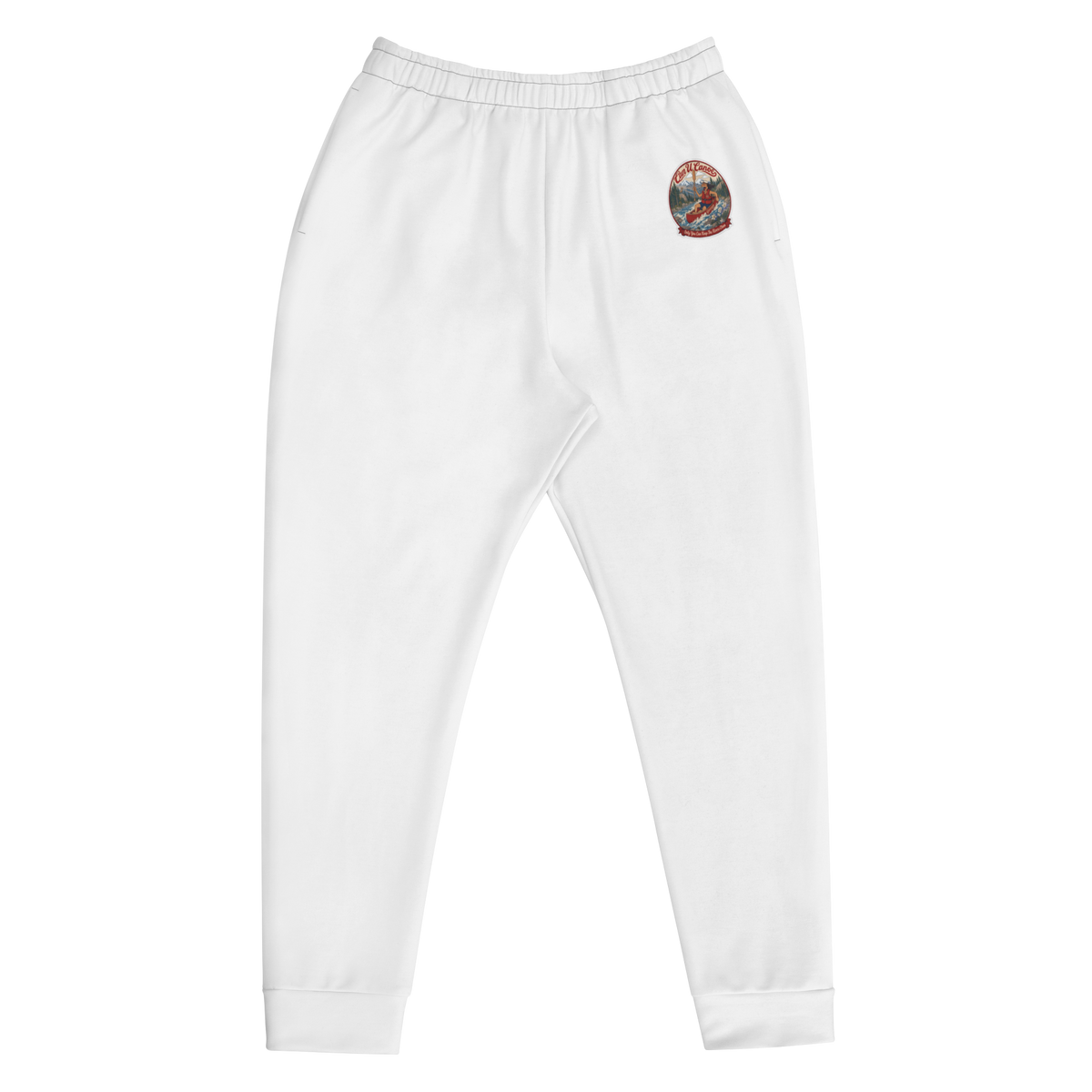 CUC Fleece Joggers — George's Lazy Paddle Pants | White | front | high-thigh George and seat slogan