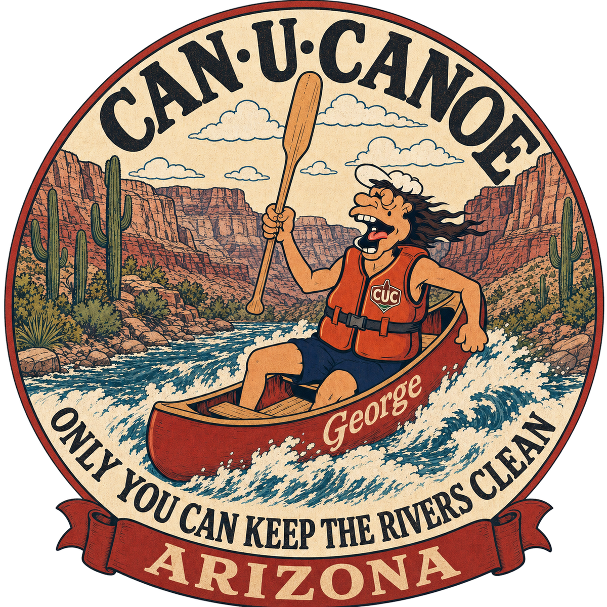 CAN U CANOE Arizona river badge artwork