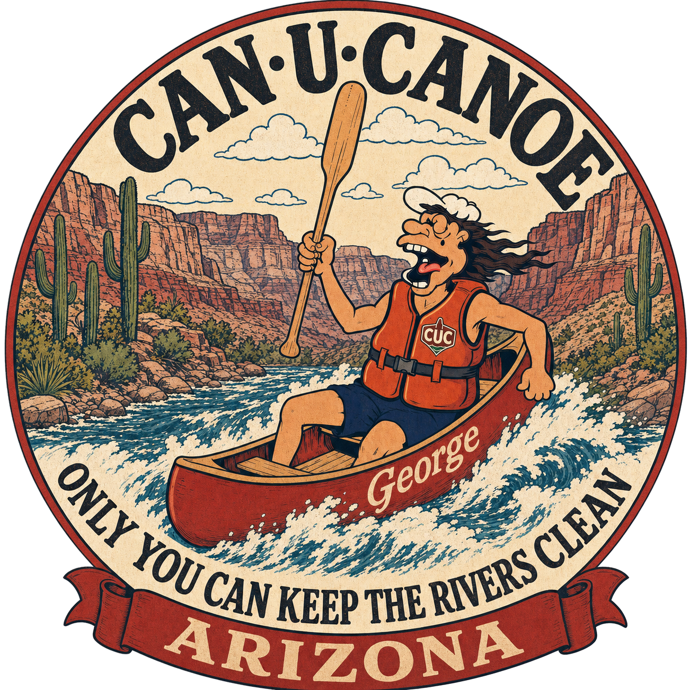 CAN U CANOE Arizona river badge artwork