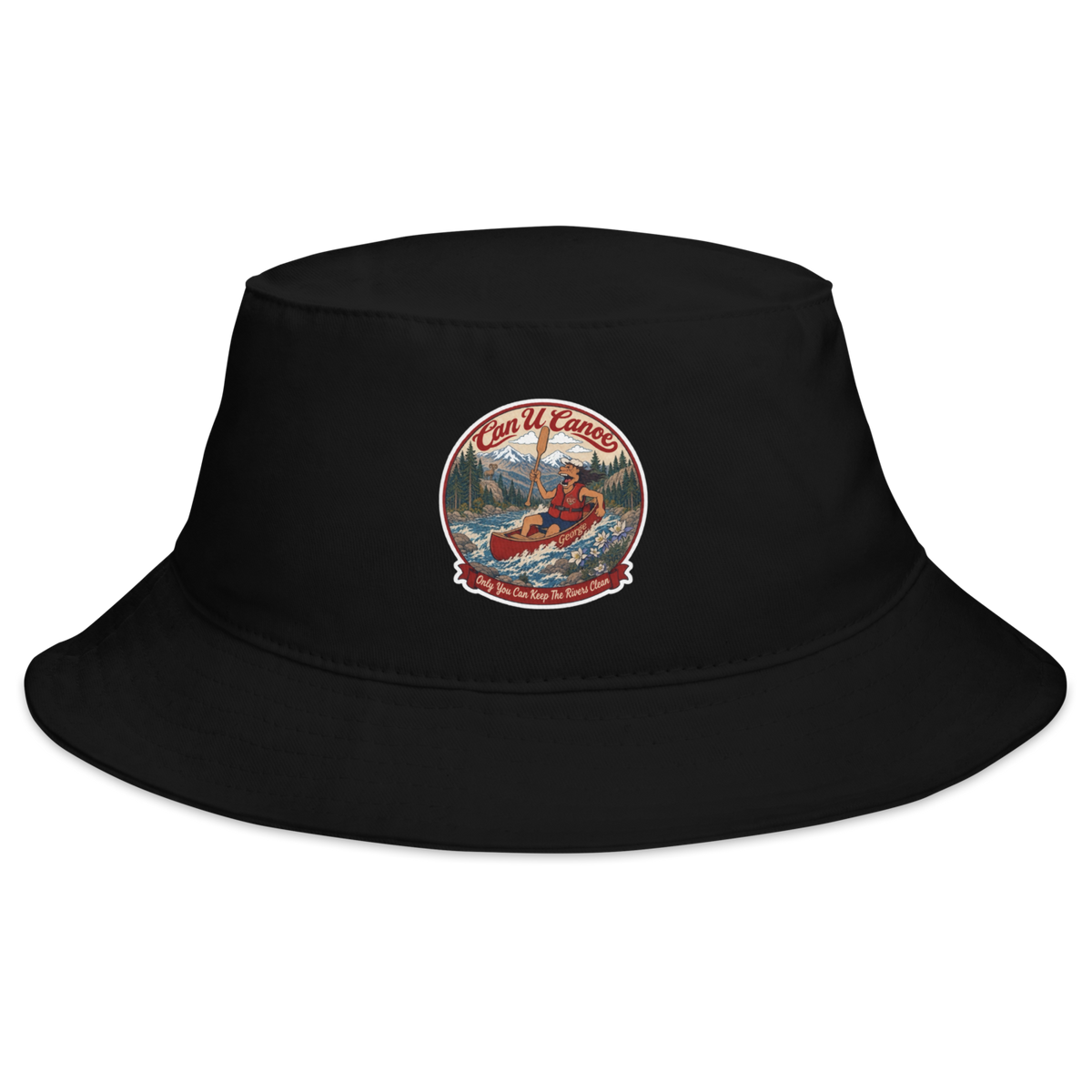 CUC George Bucket Hat — Paddle Clean Edition | Black | One size | front_dtf_hat | exact approved George badge