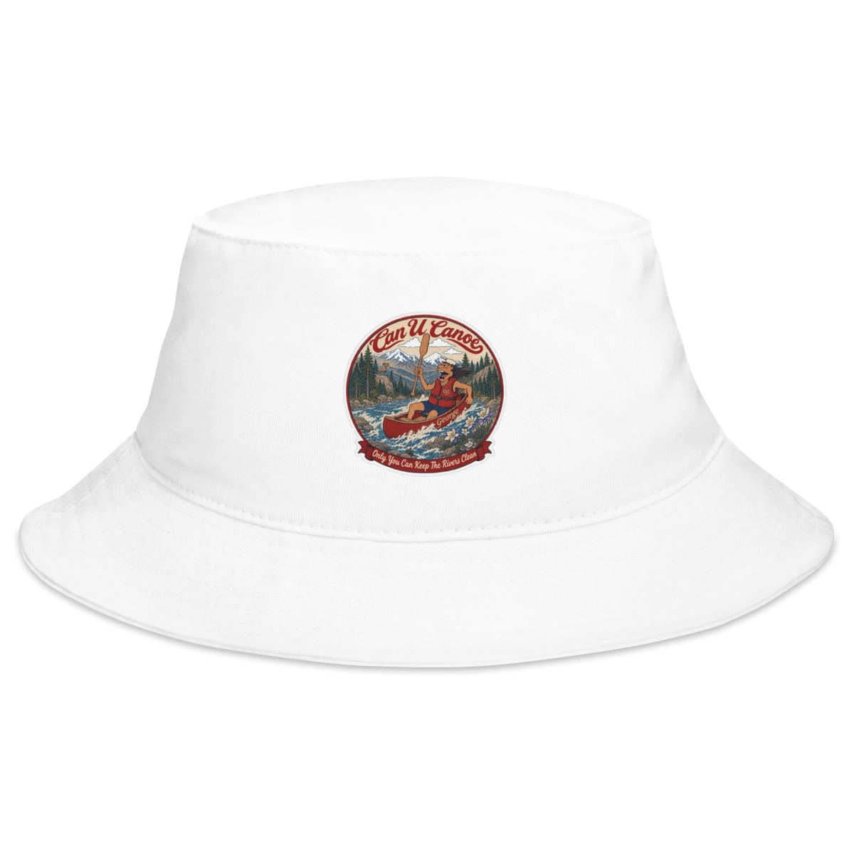 CUC George Bucket Hat — Paddle Clean Edition | White | One size | front_dtf_hat | exact approved George badge