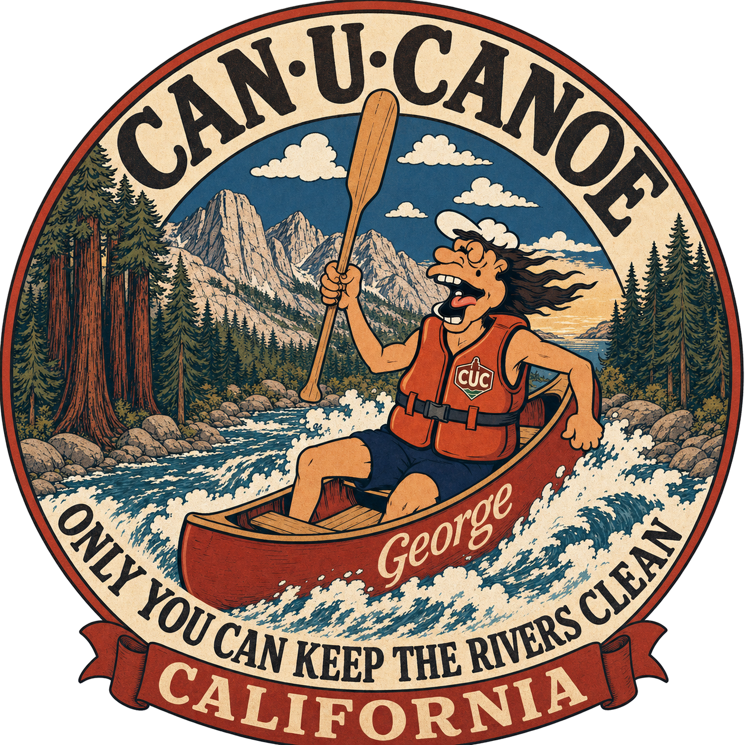 CAN U CANOE California river badge artwork