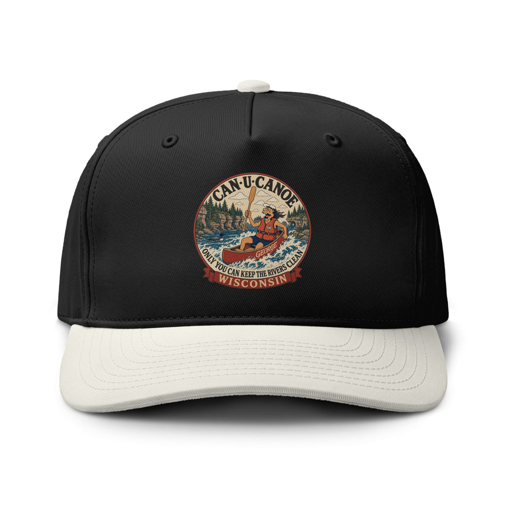George's Wisconsin River Badge Two-Tone Cap in Black and Natural