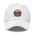 CUC Dad Hat — George’s Laid‑Back Dad Hat | White | One size | front_dtf_hat | exact approved George badge