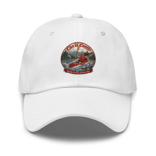 CUC Dad Hat — George’s Laid‑Back Dad Hat | White | One size | front_dtf_hat | exact approved George badge
