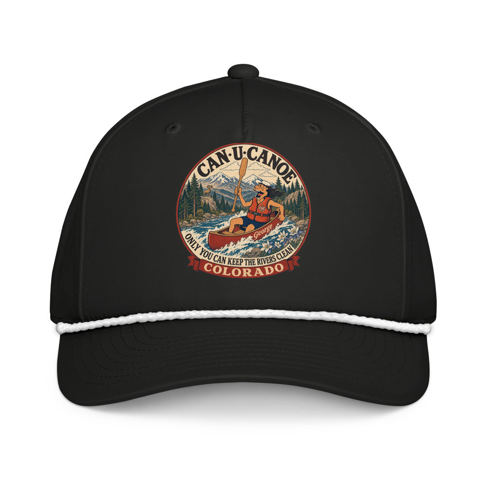 Colorado River Badge five-panel rope cap in Black/White