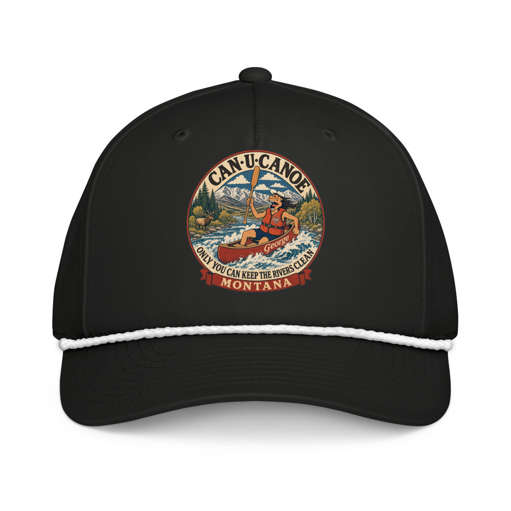 Montana River Badge five-panel rope cap in Black/White