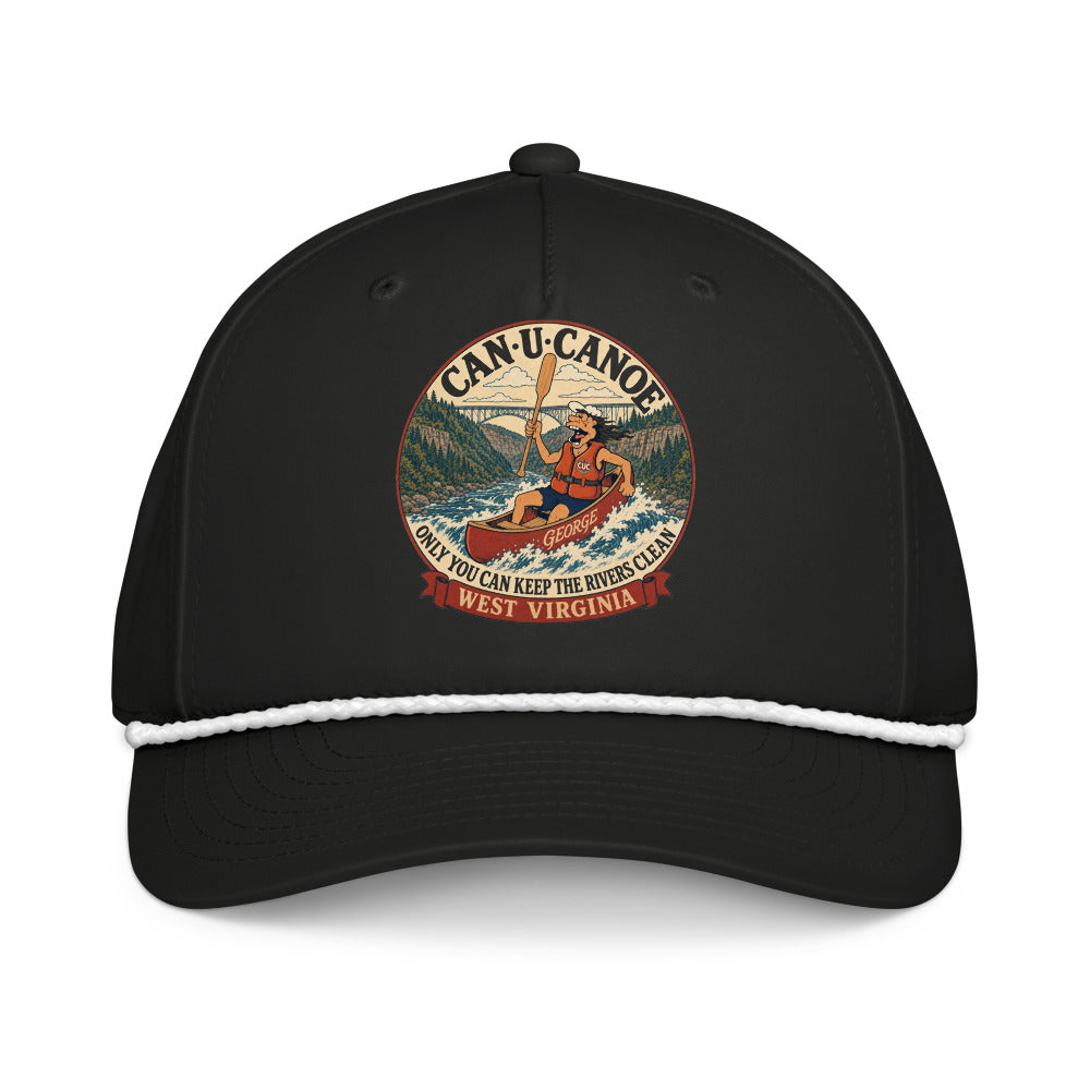 George's West Virginia River Badge five-panel rope cap - Black/White