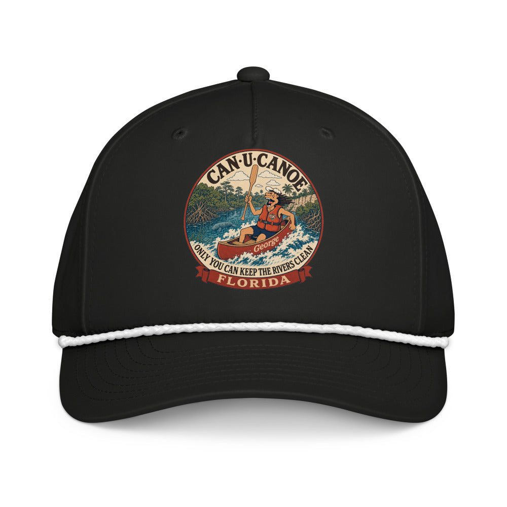 George's Florida River Badge five-panel rope cap - Black/White