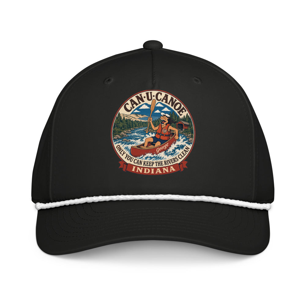 George's Indiana River Badge five-panel rope cap - Black/White