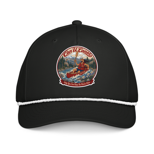 CUC Classic Rope Cap — George’s Rig Line | Black/White | One size | front_dtf_hat | exact approved George badge
