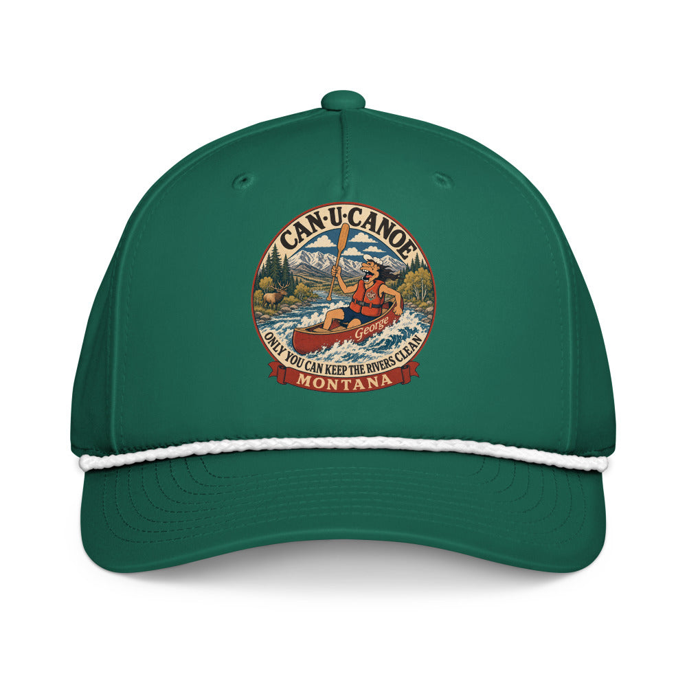 Montana River Badge five-panel rope cap in Kelly/White