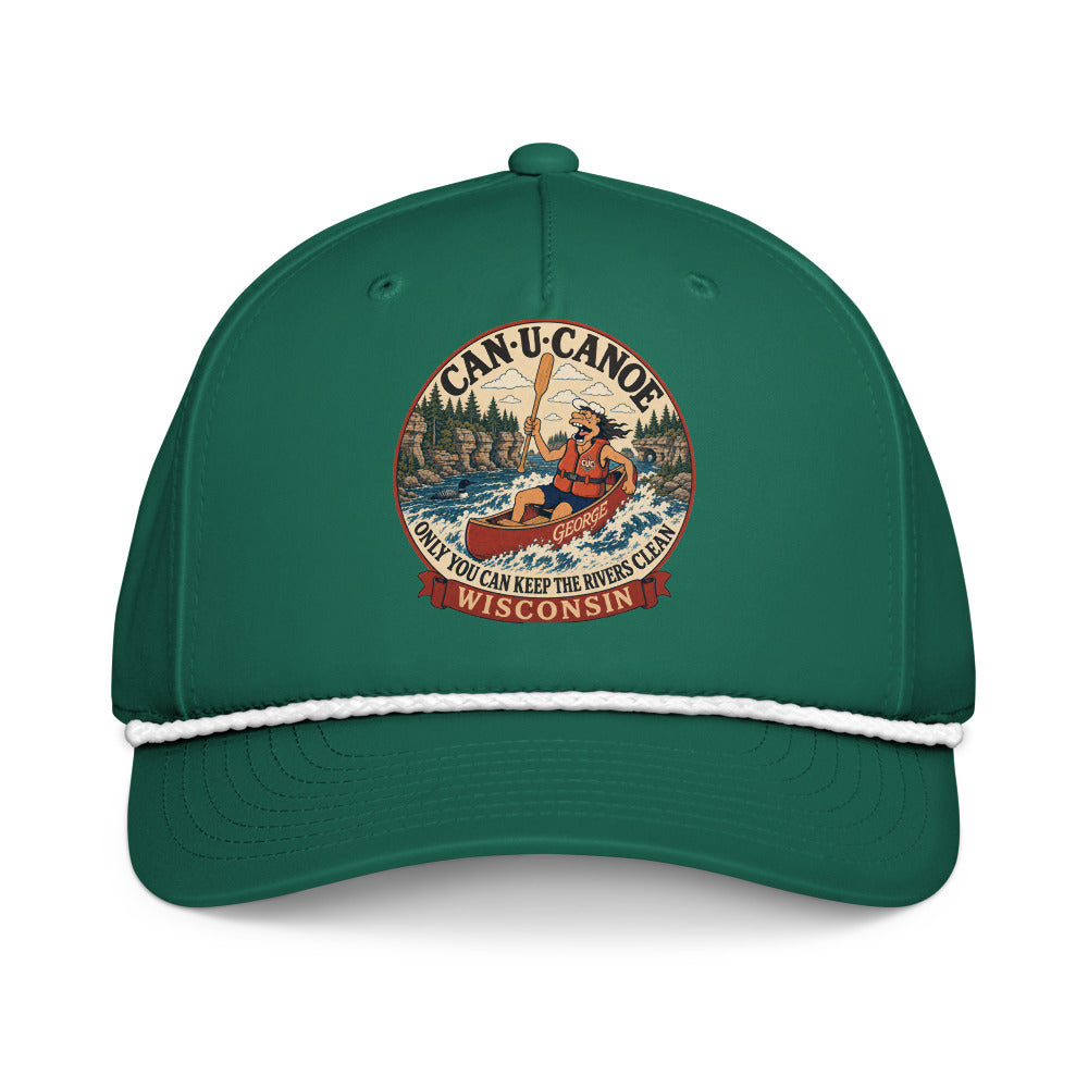 Wisconsin River Badge five-panel rope cap in Kelly/White