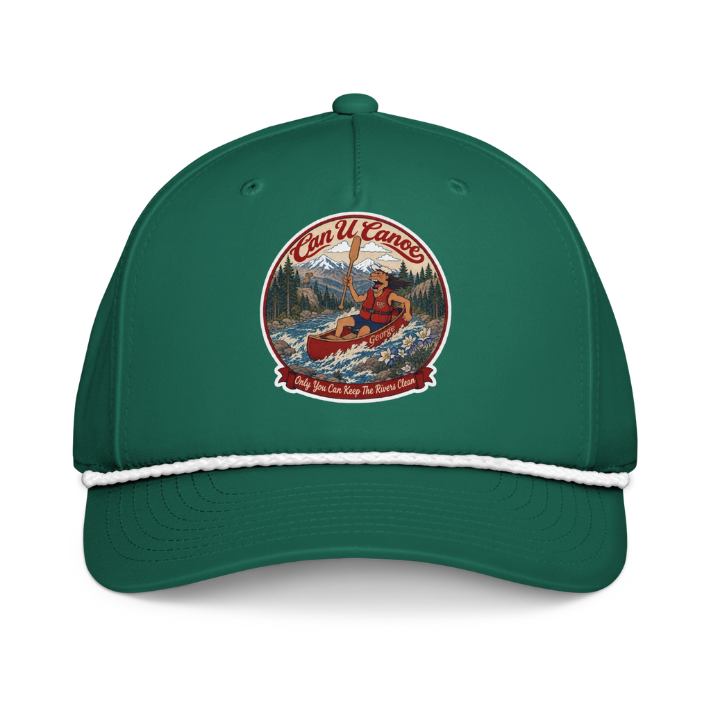 CUC Golf Rope Cap — George’s Fairway Paddler Cap | Kelly/White | One size | front_dtf_hat | exact approved George badge