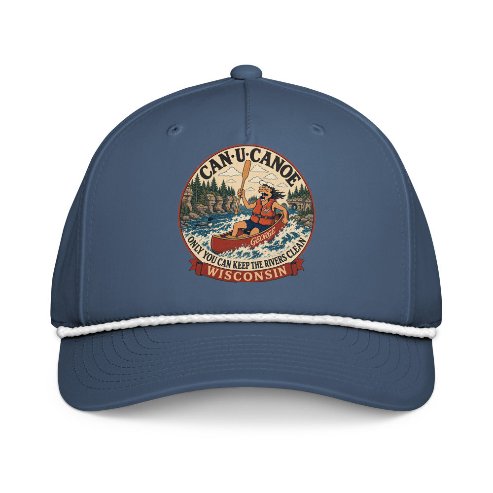 Wisconsin River Badge five-panel rope cap in Light Blue/White