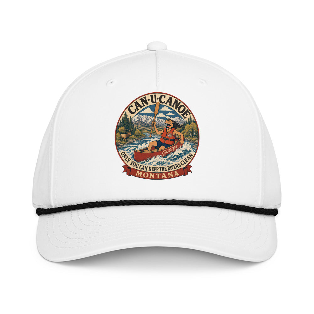 Montana River Badge five-panel rope cap in White/Black