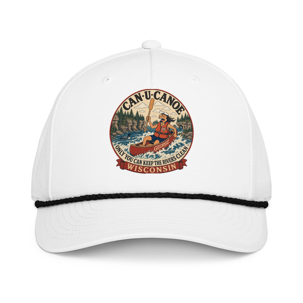 Wisconsin River Badge five-panel rope cap in White/Black