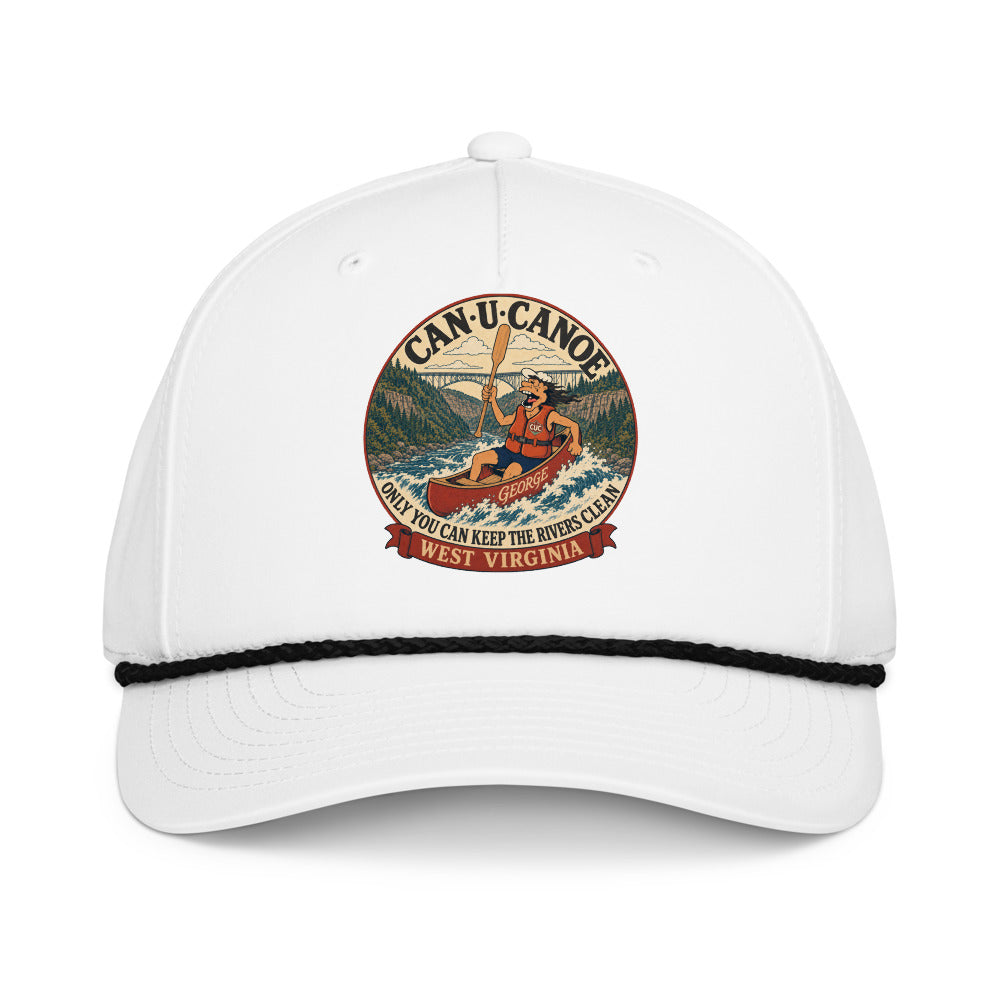George's West Virginia River Badge five-panel rope cap - White/Black