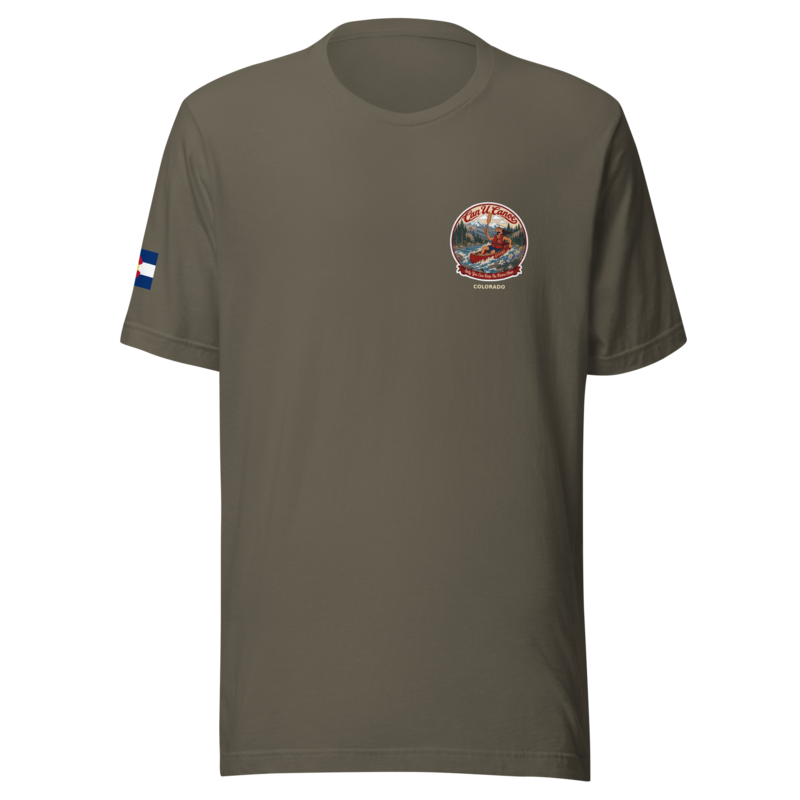 Colorado Army tee - approved lowered left-chest cursive George and Colorado flag sleeve