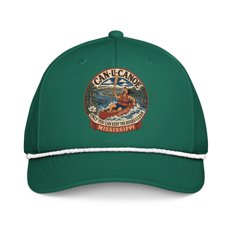 George's Mississippi River Badge five-panel rope cap — Kelly/White