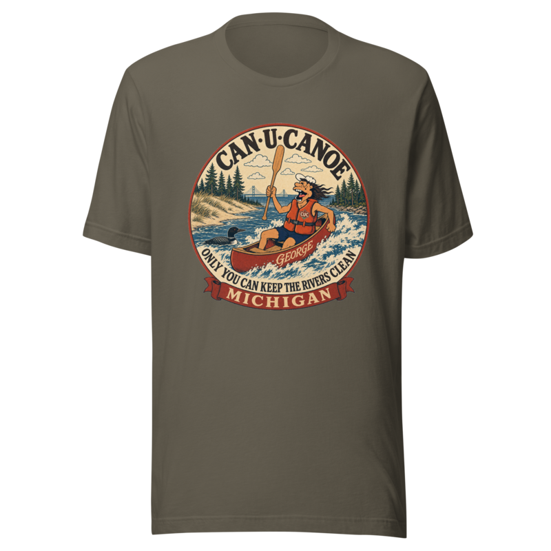 George’s Michigan River Badge Unisex Tee in Army