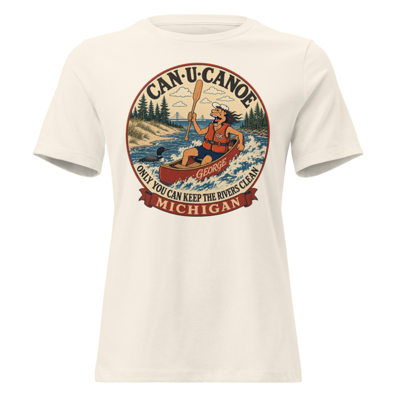 George’s Michigan River Badge Women’s Relaxed Tee in Natural