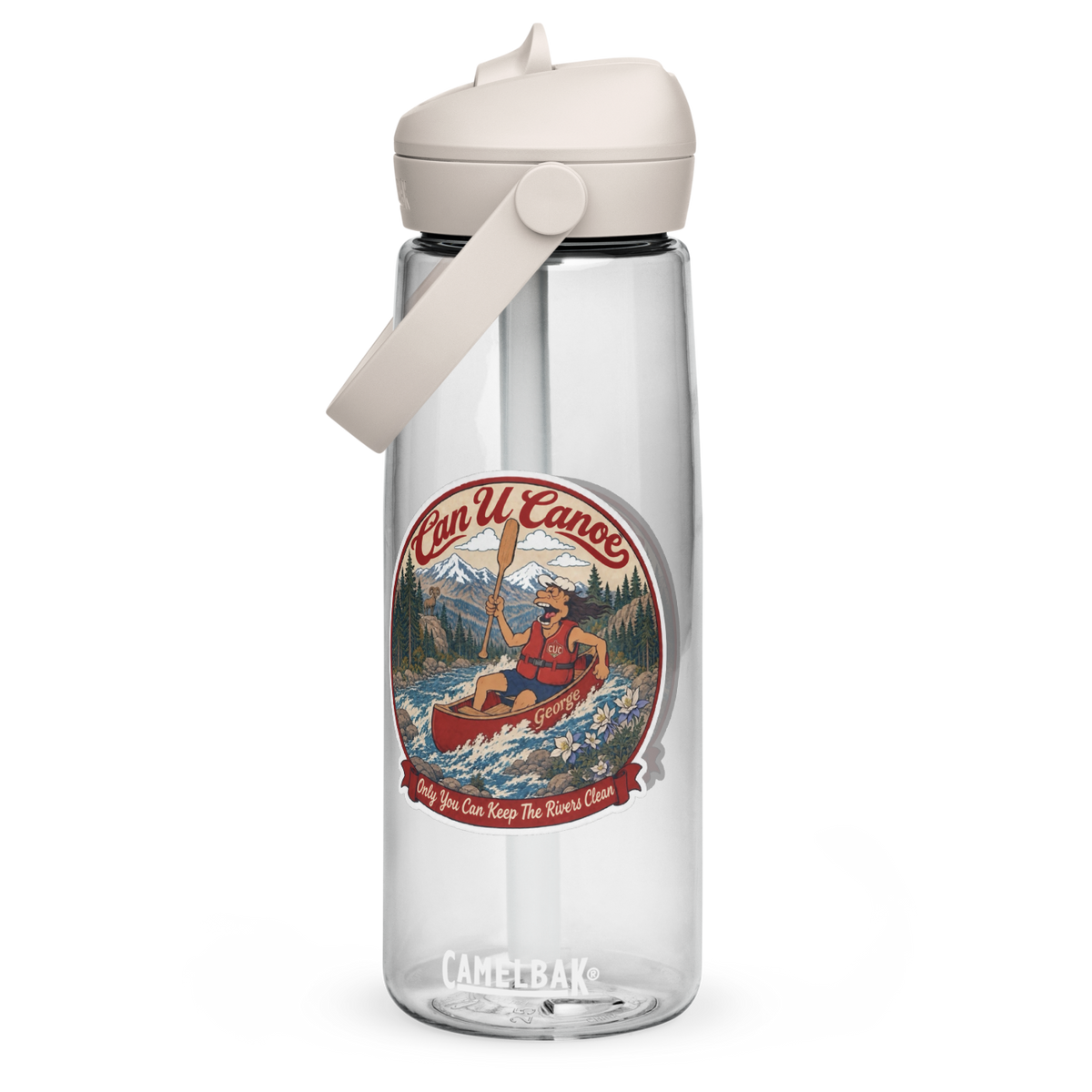 CUC Flip Straw Water Bottle (premium) — George’s Pro Bottle | Clear | 25 oz | default | exact approved George badge