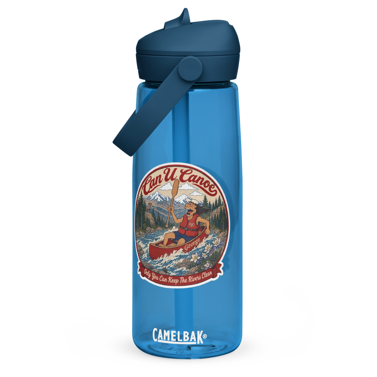 CUC Flip Straw Water Bottle (premium) — George’s Pro Bottle | Oxford Blue | 25 oz | default | exact approved George badge