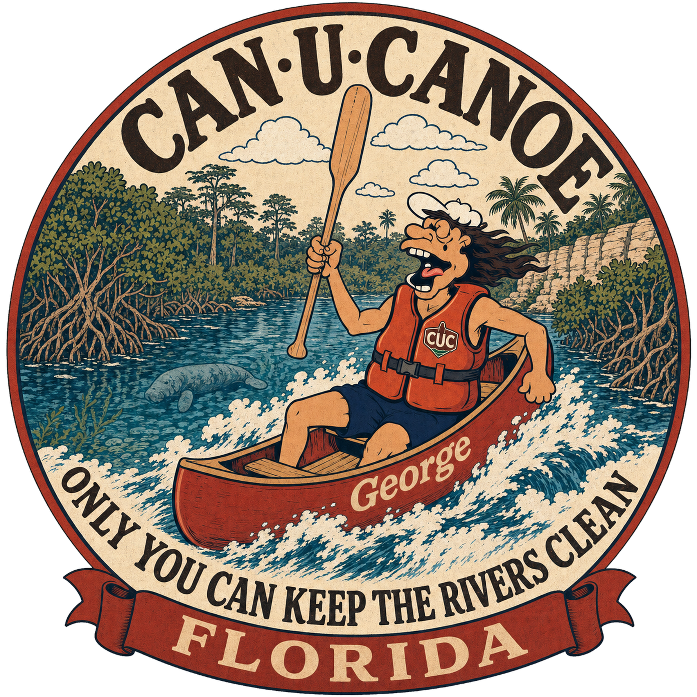 CAN U CANOE Florida river badge artwork