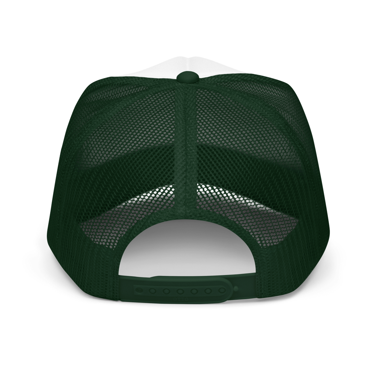 CUC Foam Trucker Hat — George’s Cab View | Dark Green /White/Dark Green | back | newest boy pledge-card artwork