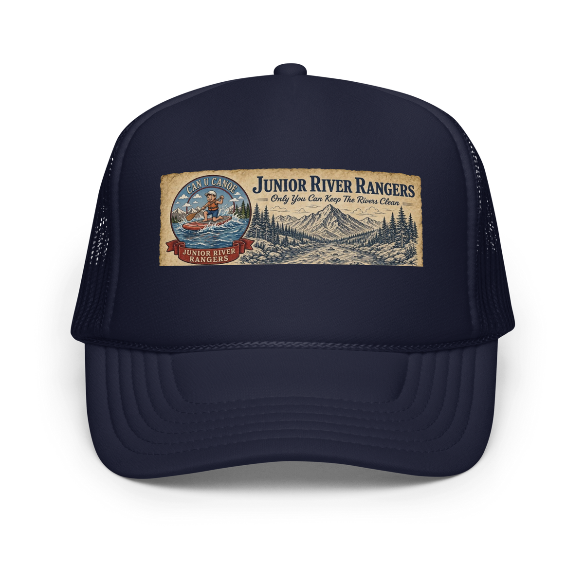 CUC Foam Trucker Hat — George’s Cab View | Navy | front | newest boy pledge-card artwork