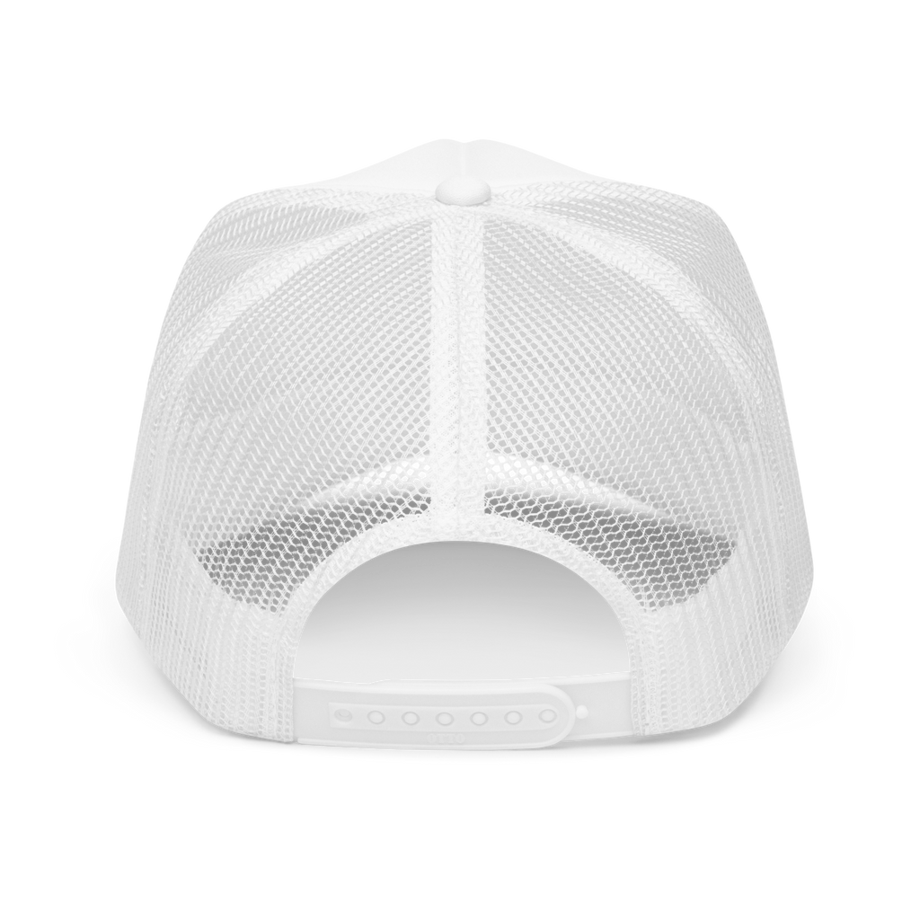 CUC Foam Trucker Hat — George’s Cab View | White | back | newest boy pledge-card artwork