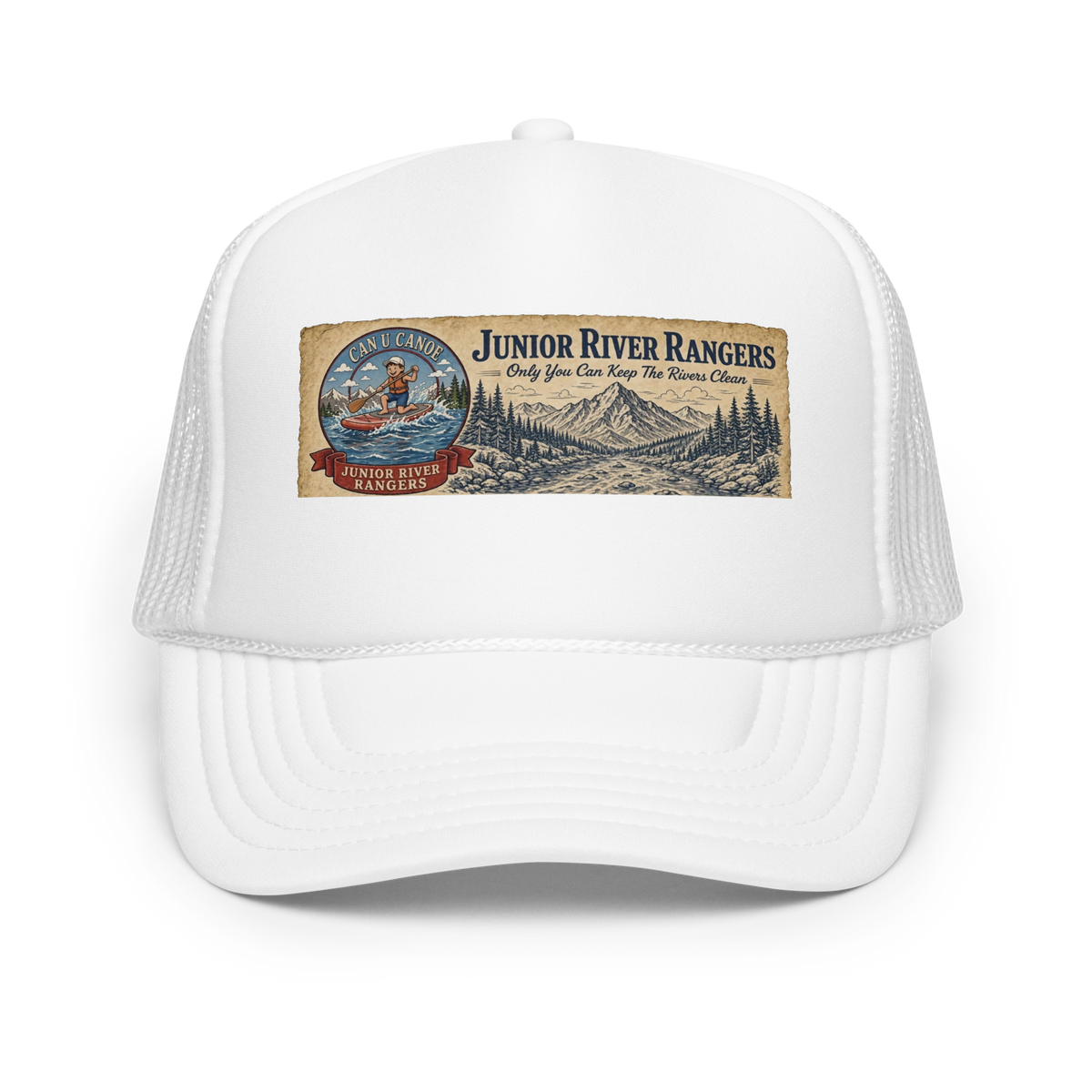 CUC Foam Trucker Hat — George’s Cab View | White | front | newest boy pledge-card artwork