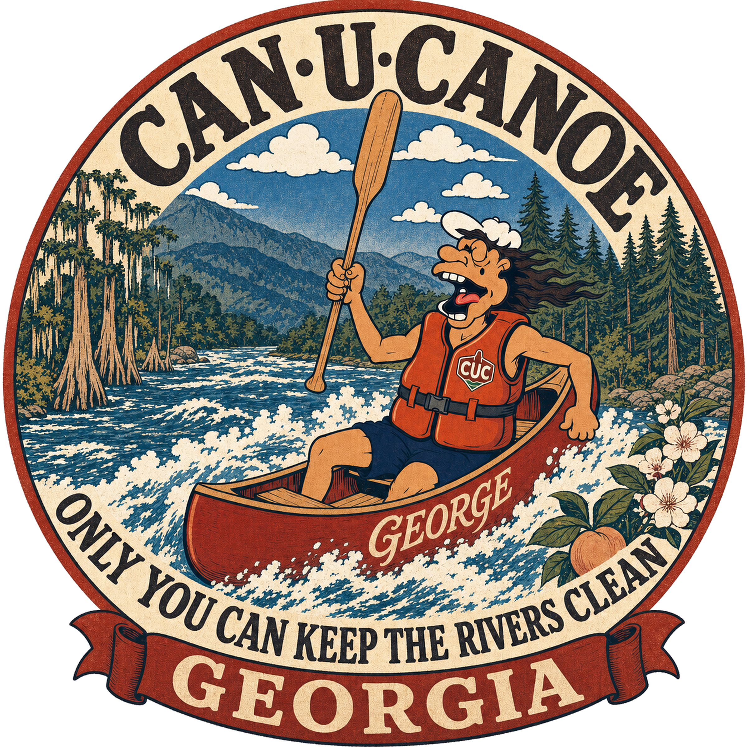 CAN U CANOE Georgia river badge artwork