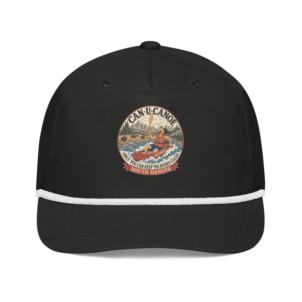George’s South Dakota River Badge Rope Cap in Black and White