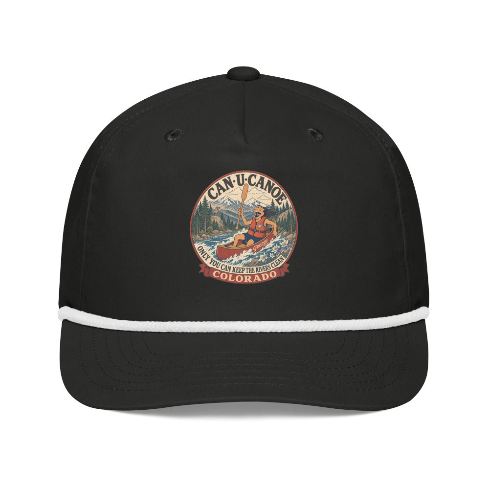 Colorado River Badge golf rope cap in Black/White