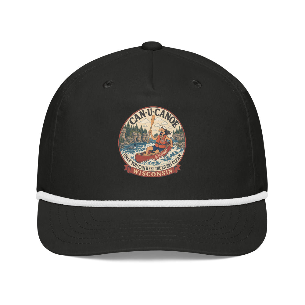 Wisconsin River Badge golf rope cap in Black/White