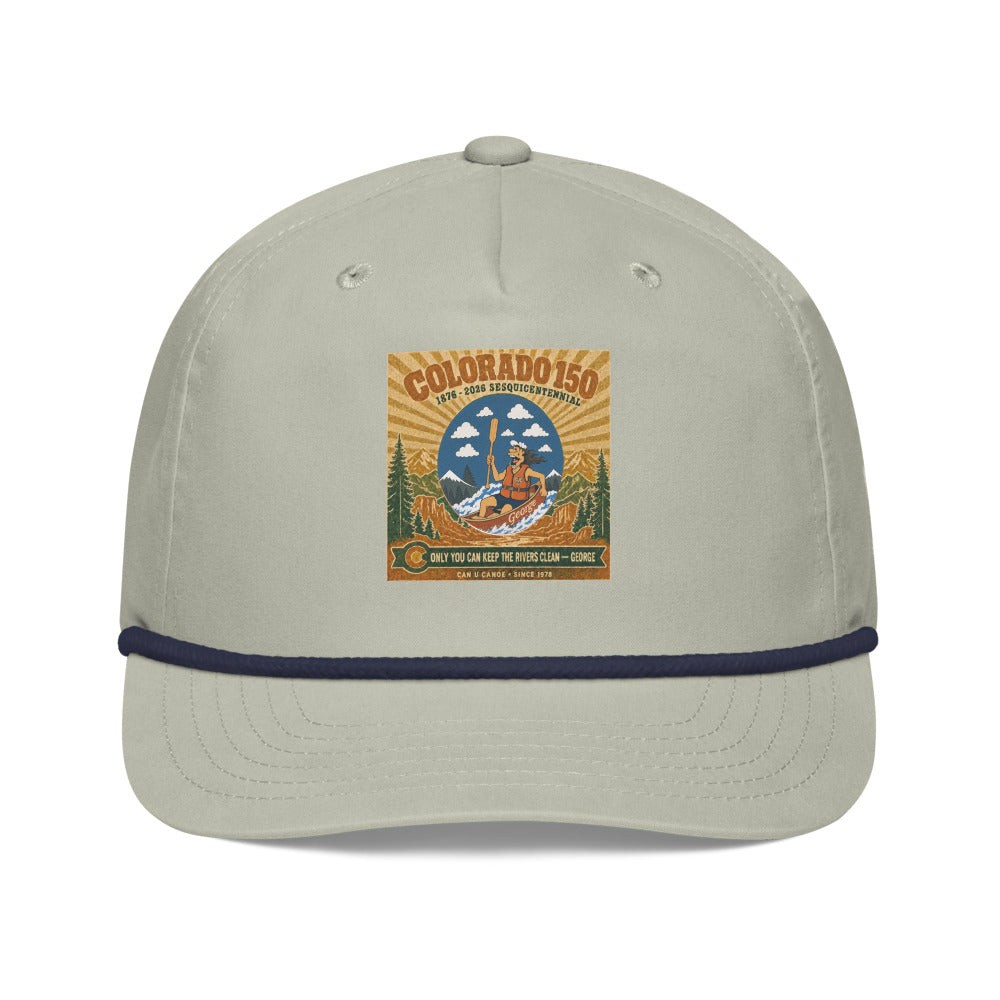 Colorado 150 cap, light gray and navy, exact approved complete-sunburst artwork