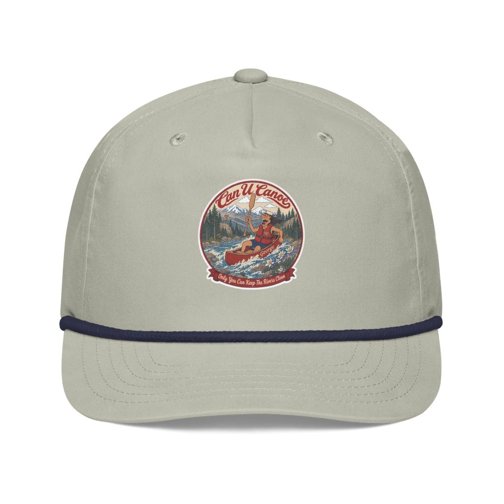 CUC Golf Rope Cap — Trail Edition | Lt Gray/Navy | front | revised approved George placement