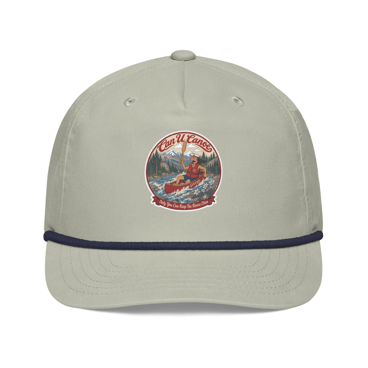 CUC Golf Rope Cap — Trail Edition | Lt Gray/Navy | front | revised approved George placement