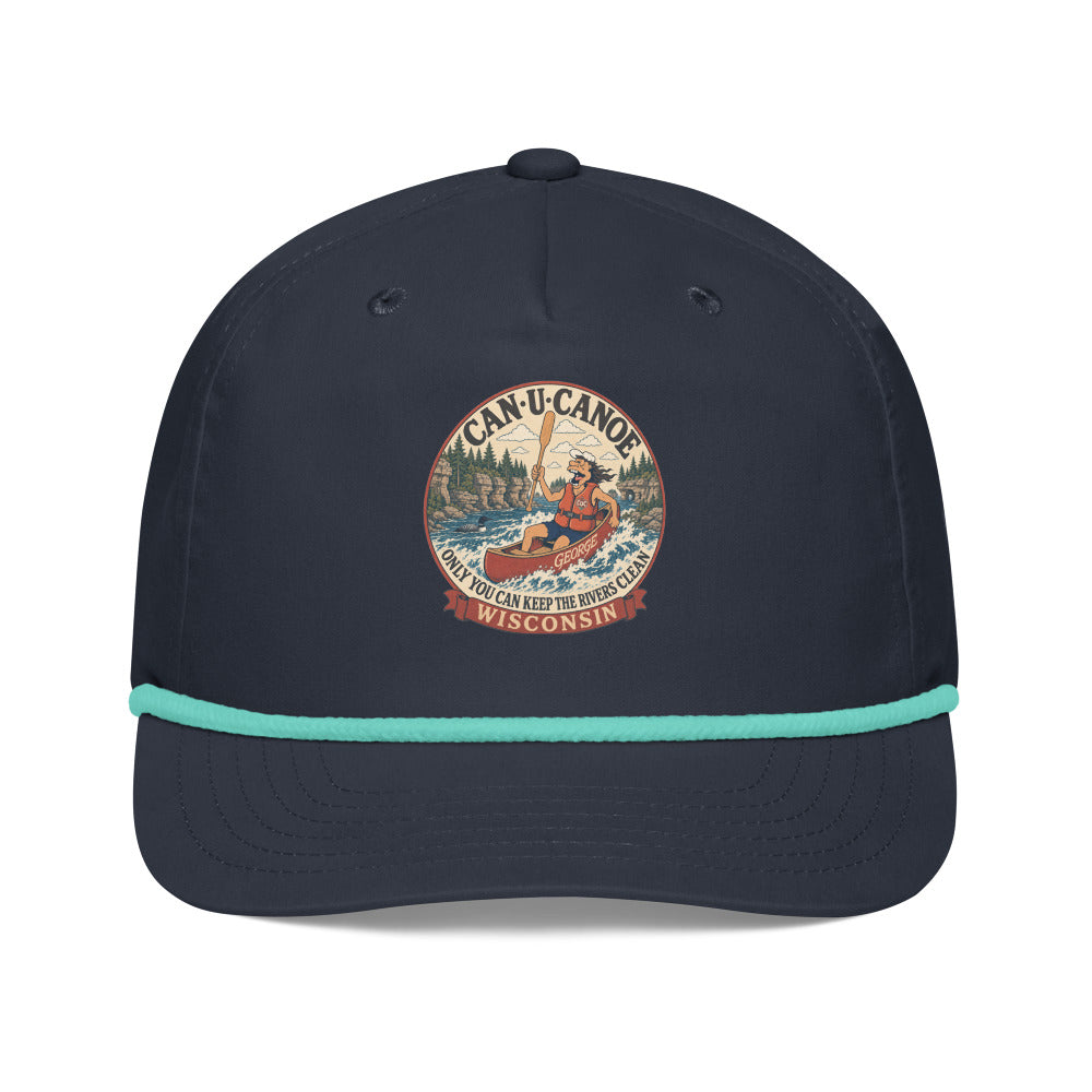 Wisconsin River Badge golf rope cap in Navy/Mint