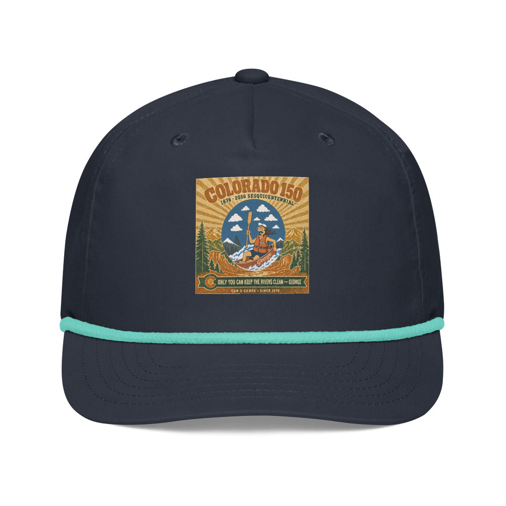Colorado 150 cap, navy and mint, exact approved complete-sunburst artwork